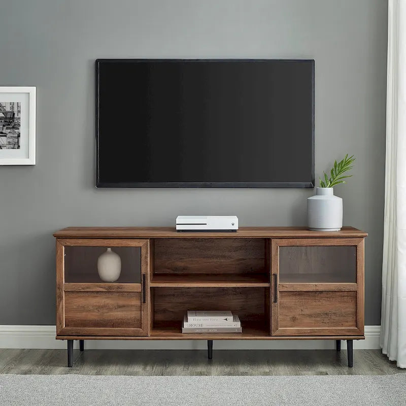 Meuble TV à 2 portes et panneau divisé de 58 pouces