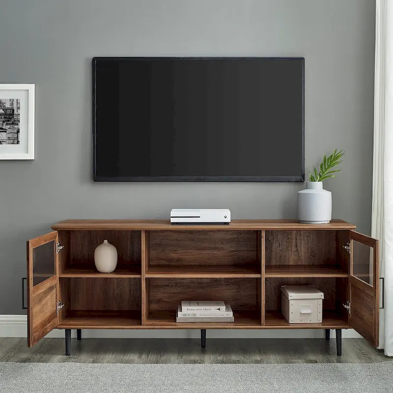 Meuble TV à 2 portes et panneau divisé de 58 pouces