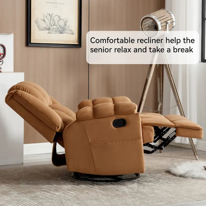 Fauteuil inclinable, pivotant et berçant surdimensionné, Repose-pieds, Poches, Manuel