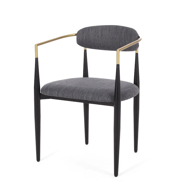 Chaises de salle à manger en fer rembourrées de tissu (lot de 2)