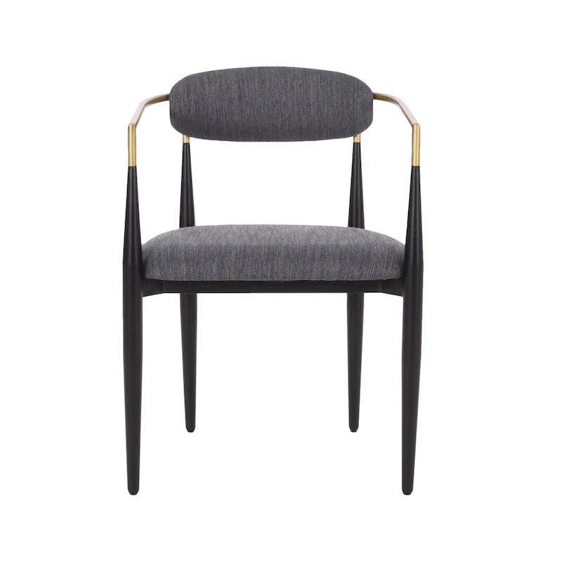 Chaises de salle à manger en fer rembourrées de tissu (lot de 2)
