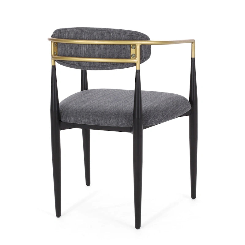 Chaises de salle à manger en fer rembourrées de tissu (lot de 2)