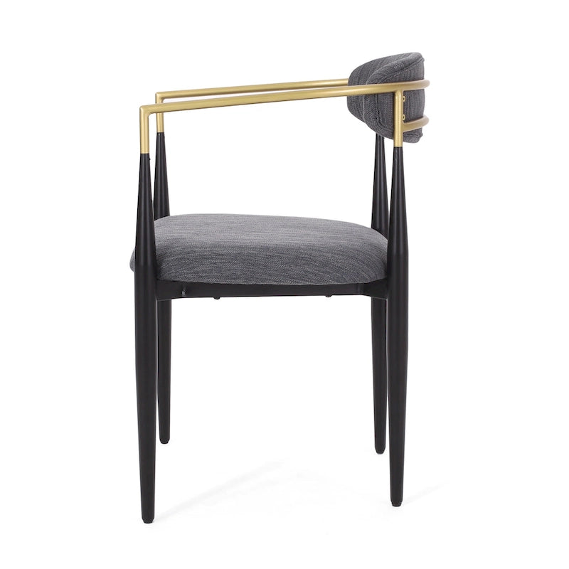 Chaises de salle à manger en fer rembourrées de tissu (lot de 2)
