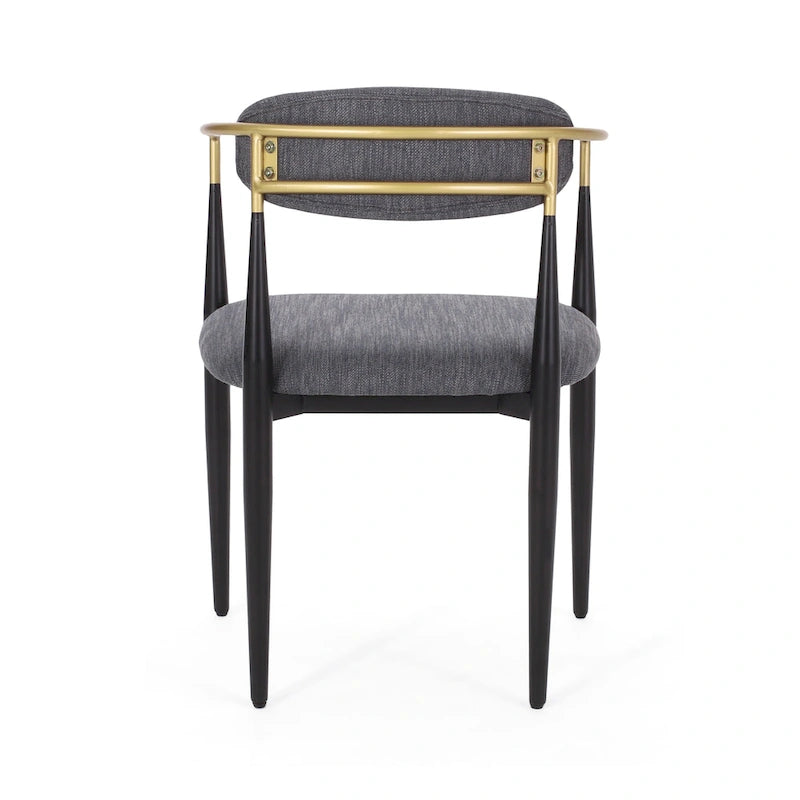 Chaises de salle à manger en fer rembourrées de tissu (lot de 2)