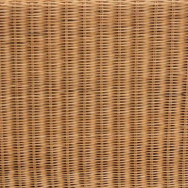 Banc en rotin naturel tressé à la main avec détails festonnés - Assise de style bohème ou campagnard pour entrée, chambre ou salon