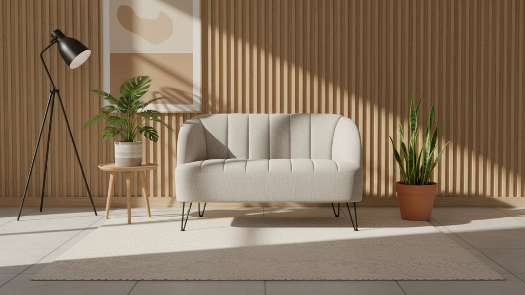 Causeuse en tissu moderne avec pieds épingle