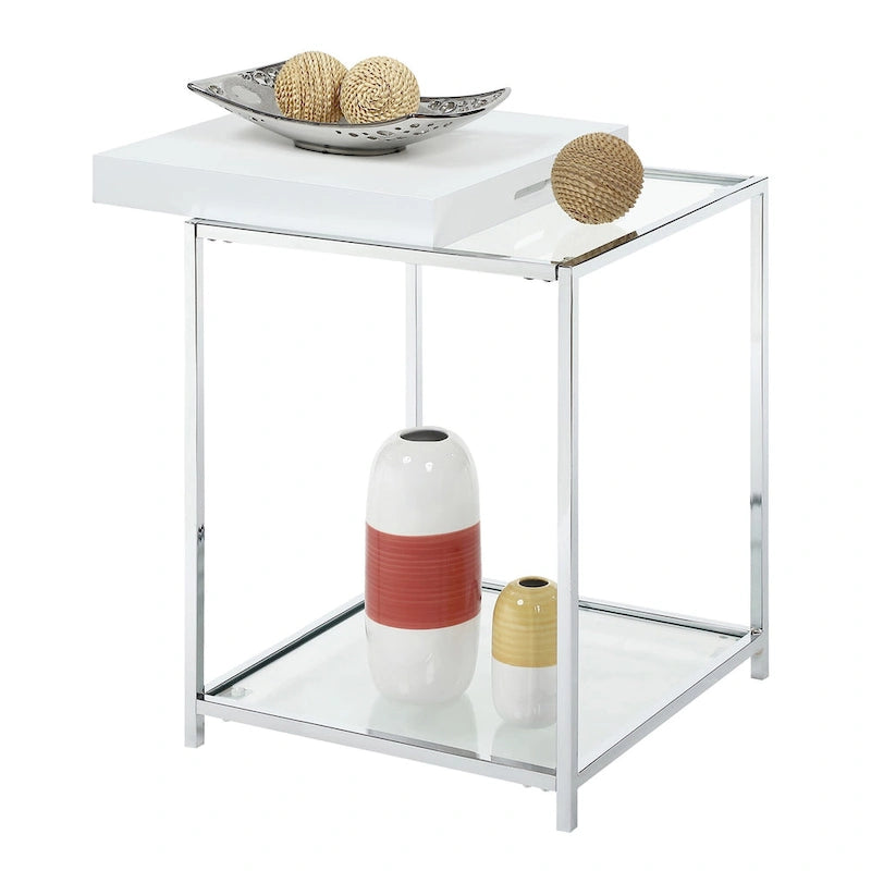 Table d'appoint avec étagère et plateaux amovibles