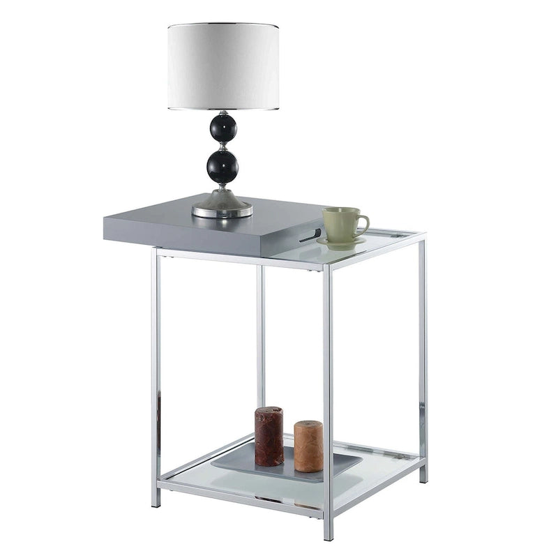 Table d'appoint avec étagère et plateaux amovibles