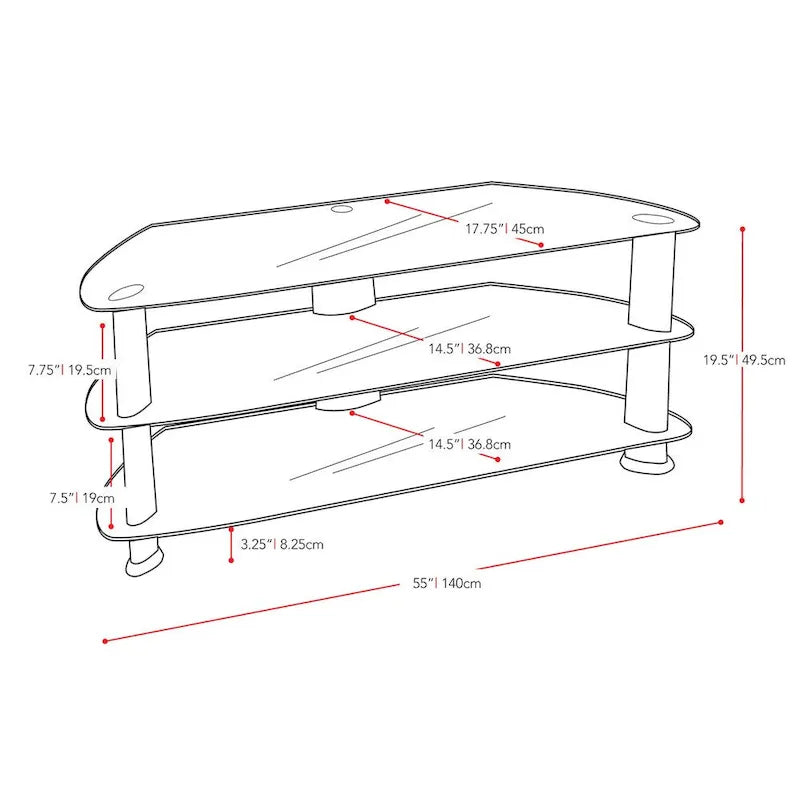Meuble TV d'angle Satin Black, pour téléviseurs jusqu'à 65 pouces
