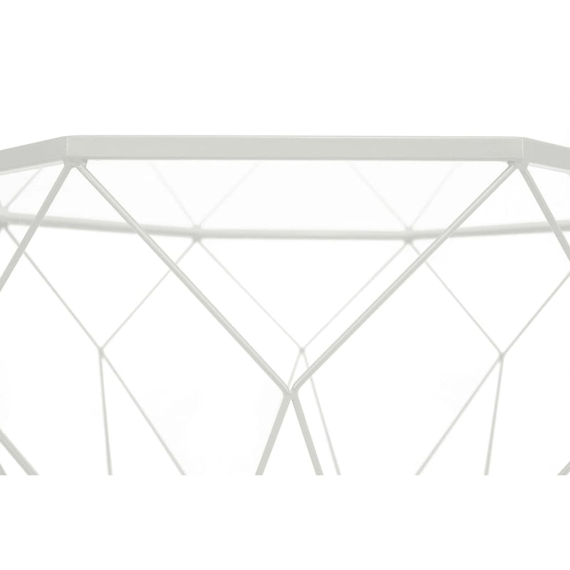 Table basse octogonale moderne, 22 po, avec plateau en verre trempé et base géométrique robuste en métal pour le salon et le bureau
