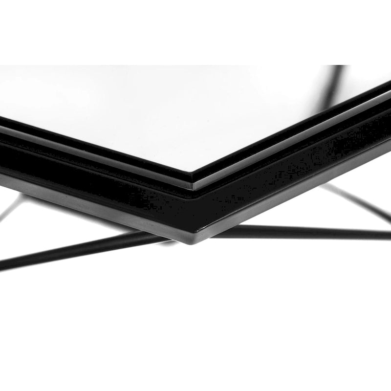 Table basse octogonale moderne, 22 po, avec plateau en verre trempé et base géométrique robuste en métal pour le salon et le bureau
