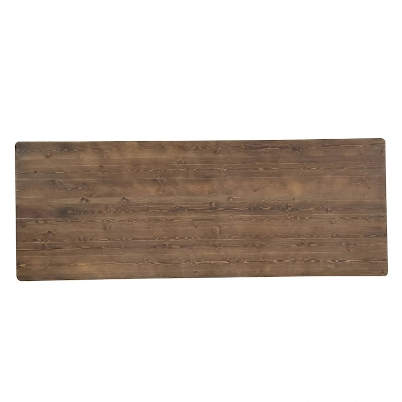 Table à manger pliante rectangulaire en pin massif antique et rustique, 9' x 40