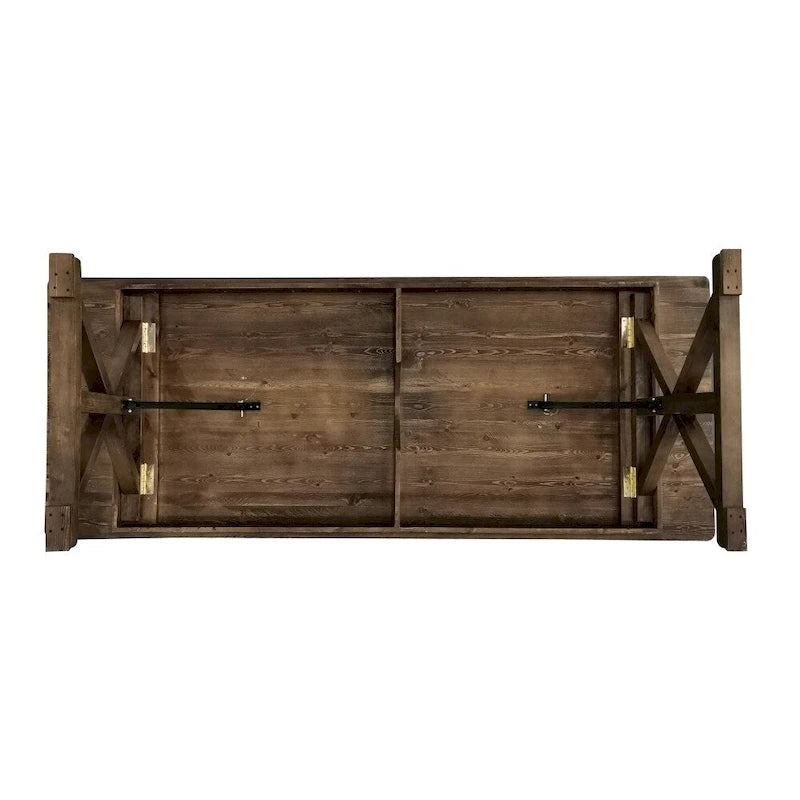 Table à manger pliante rectangulaire en pin massif antique et rustique, 9' x 40