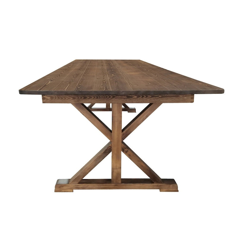 Table à manger pliante rectangulaire en pin massif antique et rustique, 9' x 40