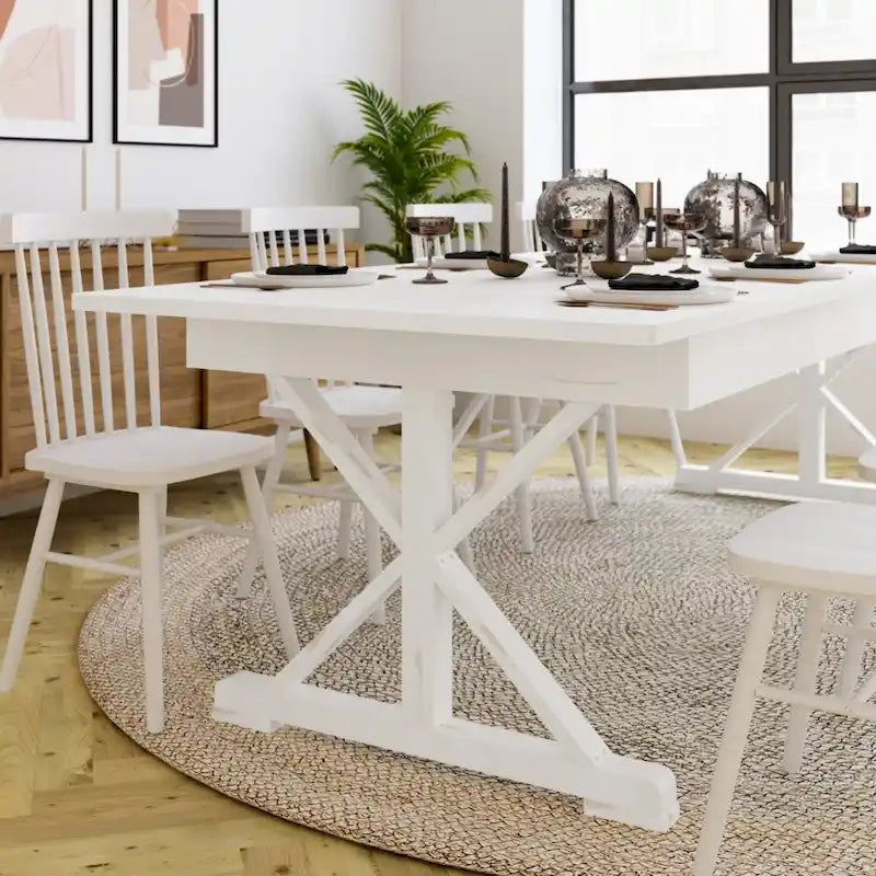 Table à manger pliante rectangulaire en pin massif antique et rustique, 9' x 40