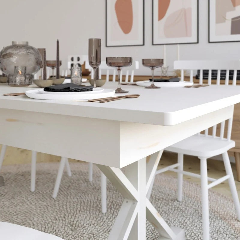 Table à manger pliante rectangulaire en pin massif antique et rustique, 9' x 40