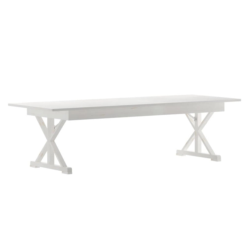Table à manger pliante rectangulaire en pin massif antique et rustique, 9' x 40