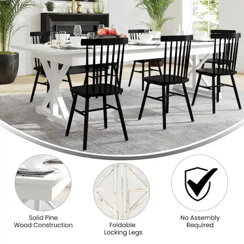 Table à manger pliante rectangulaire en pin massif antique et rustique, 9' x 40