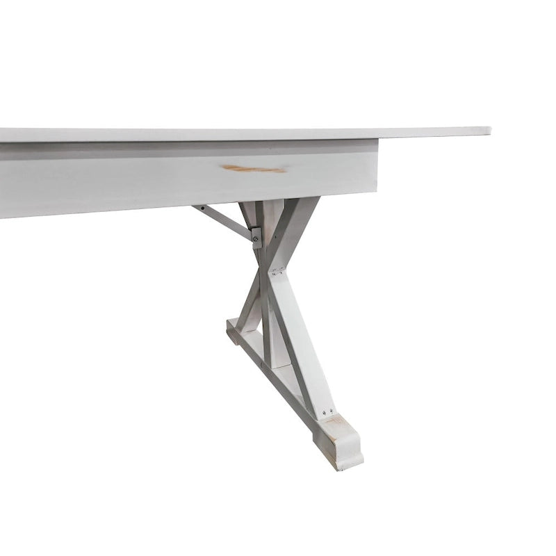 Table à manger pliante rectangulaire en pin massif antique et rustique, 9' x 40