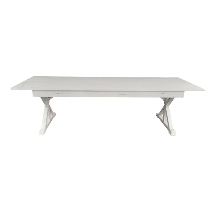 Table à manger pliante rectangulaire en pin massif antique et rustique, 9' x 40