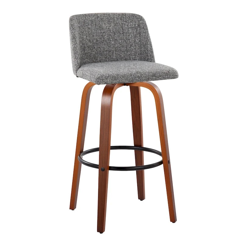 Tabouret de bar fixe avec piètement en bois de noyer de 30 po (ensemble de 2)