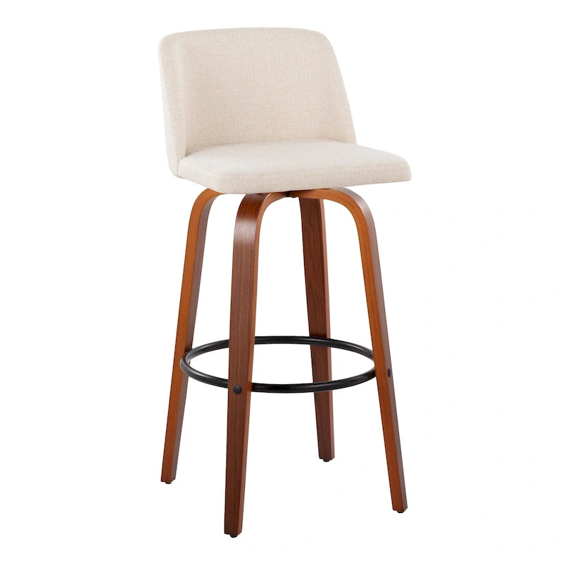 Tabouret de bar fixe avec piètement en bois de noyer de 30 po (ensemble de 2)