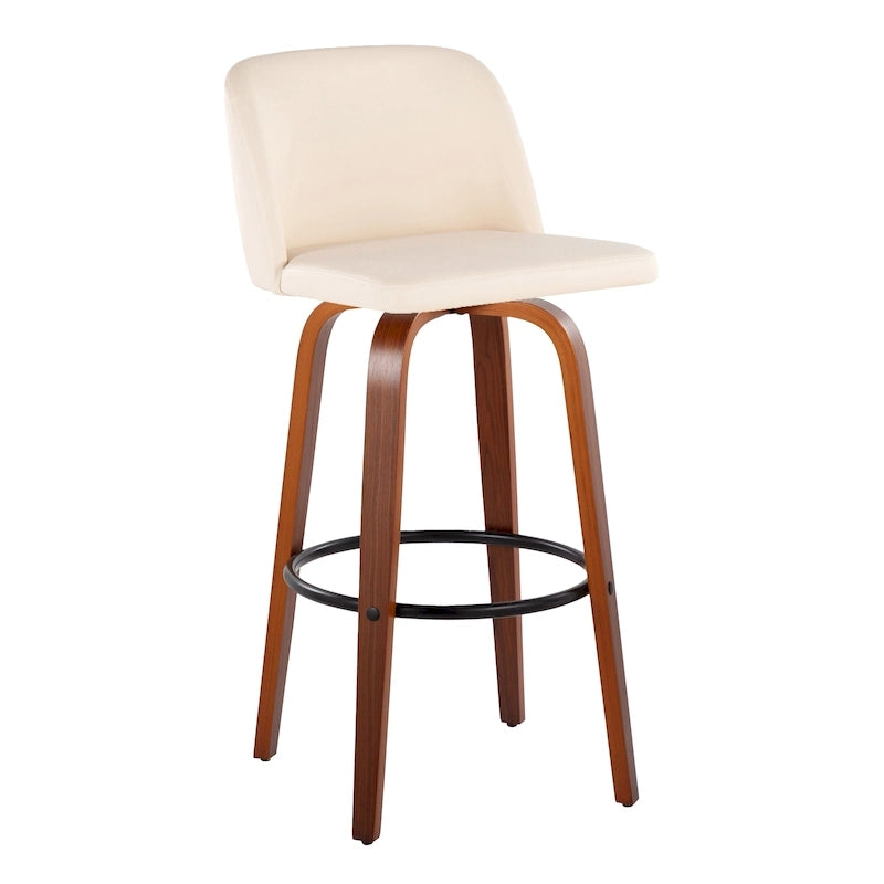 Tabouret de bar fixe avec piètement en bois de noyer de 30 po (ensemble de 2)