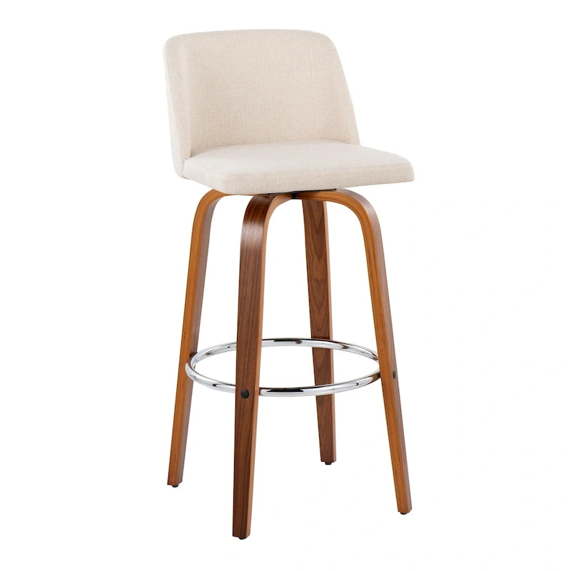 Tabouret de bar fixe avec piètement en bois de noyer de 30 po (ensemble de 2)
