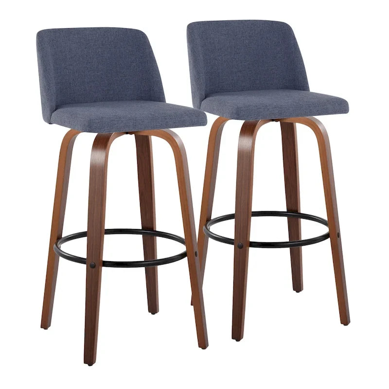 Tabouret de bar fixe avec piètement en bois de noyer de 30 po (ensemble de 2)