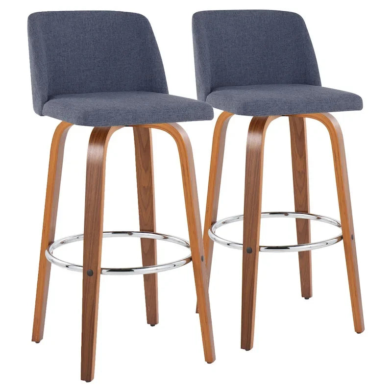 Tabouret de bar fixe avec piètement en bois de noyer de 30 po (ensemble de 2)