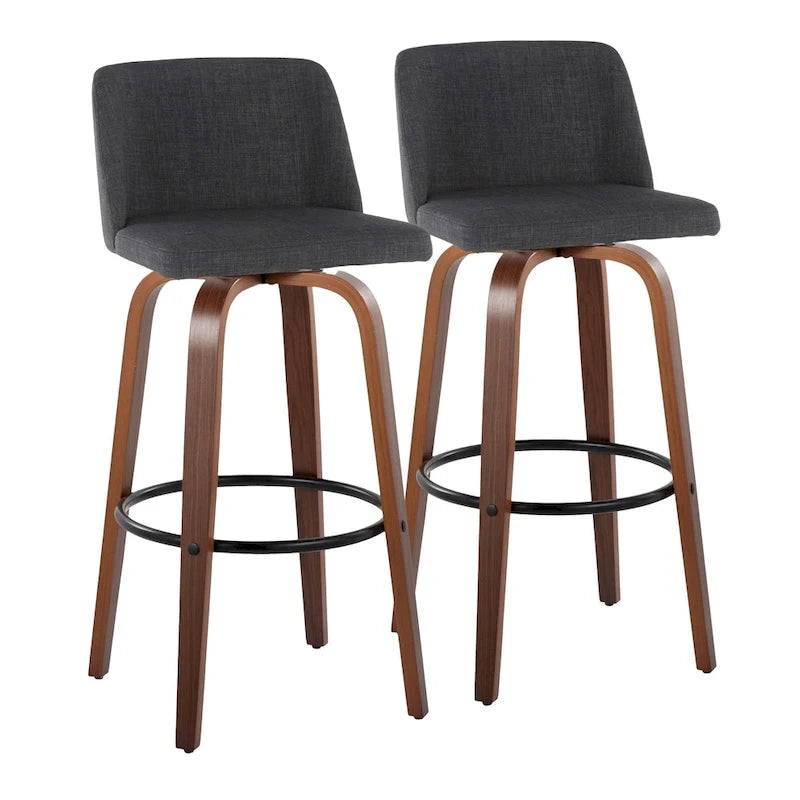 Tabouret de bar fixe avec piètement en bois de noyer de 30 po (ensemble de 2)