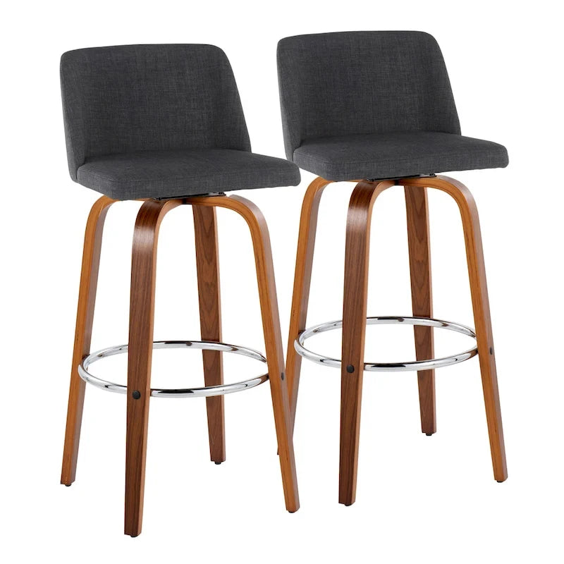 Tabouret de bar fixe avec piètement en bois de noyer de 30 po (ensemble de 2)