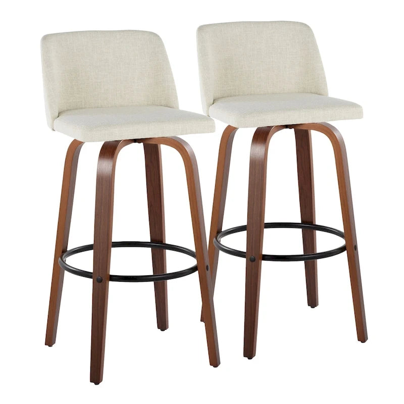 Tabouret de bar fixe avec piètement en bois de noyer de 30 po (ensemble de 2)