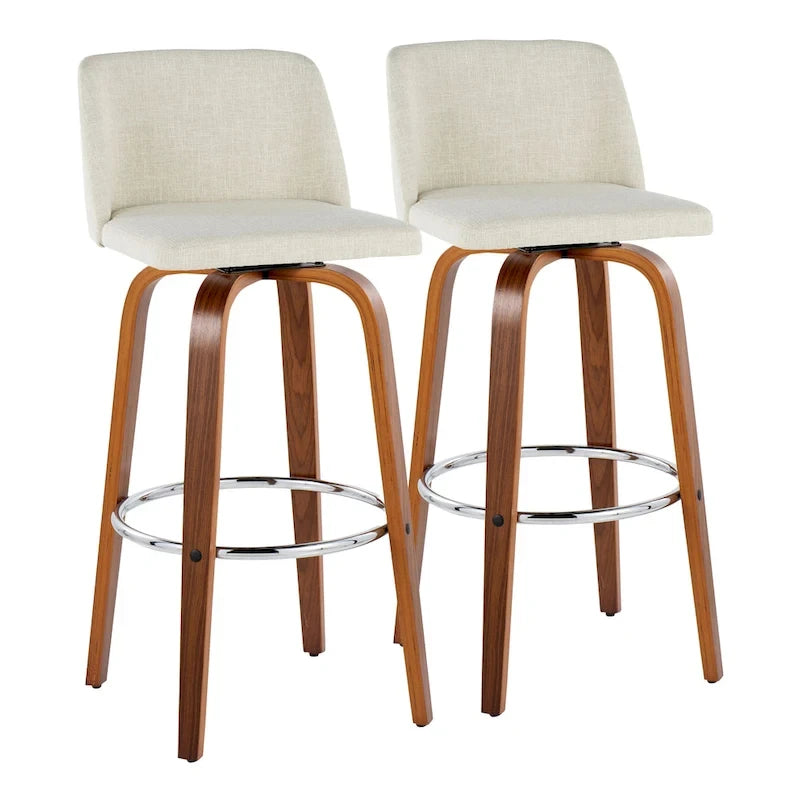 Tabouret de bar fixe avec piètement en bois de noyer de 30 po (ensemble de 2)
