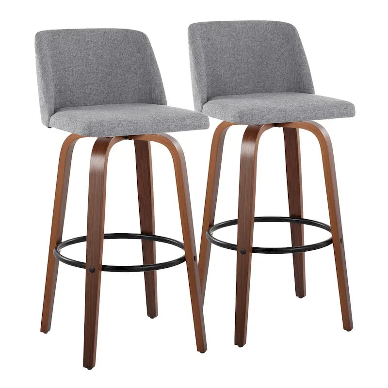 Tabouret de bar fixe avec piètement en bois de noyer de 30 po (ensemble de 2)