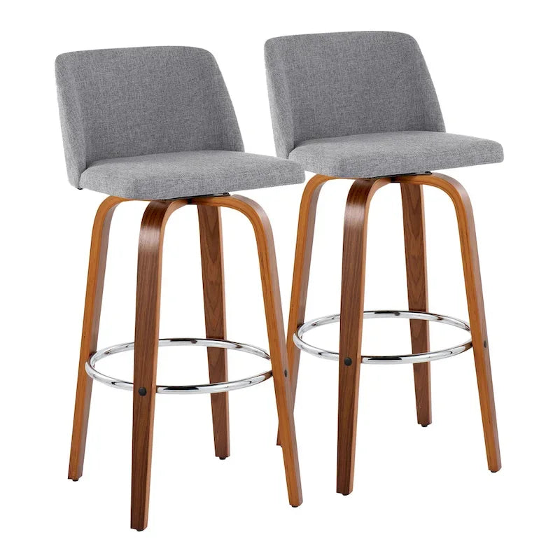 Tabouret de bar fixe avec piètement en bois de noyer de 30 po (ensemble de 2)