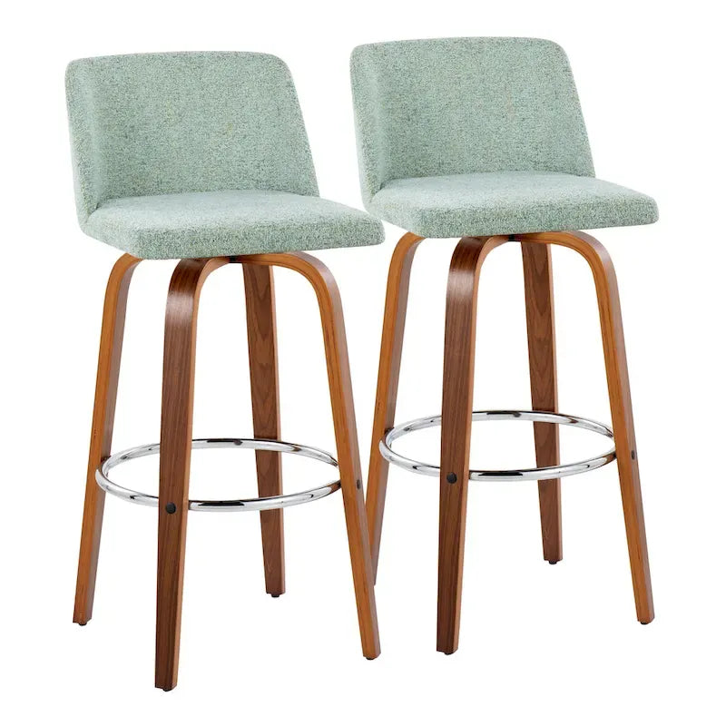 Tabouret de bar fixe avec piètement en bois de noyer de 30 po (ensemble de 2)