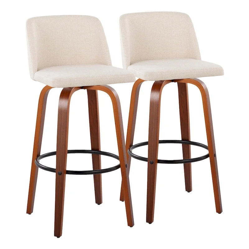 Tabouret de bar fixe avec piètement en bois de noyer de 30 po (ensemble de 2)