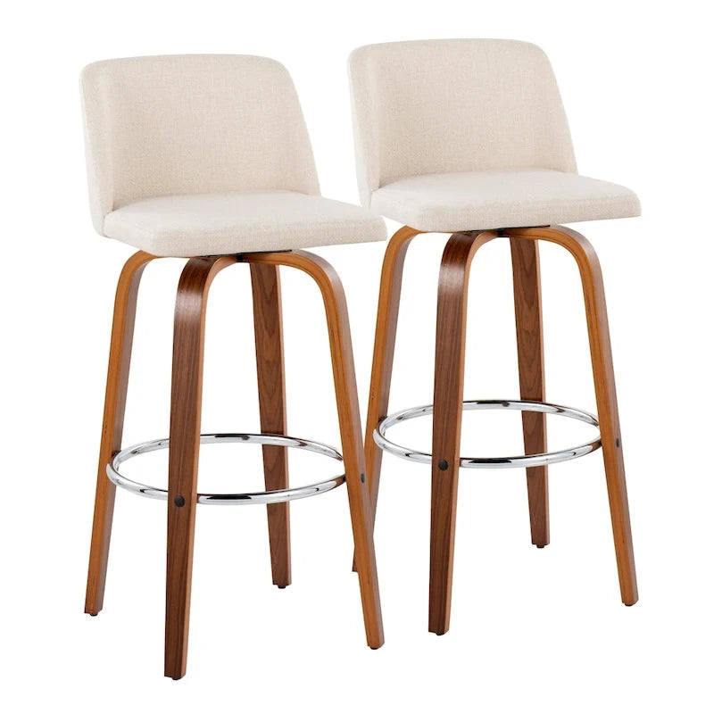 Tabouret de bar fixe avec piètement en bois de noyer de 30 po (ensemble de 2)