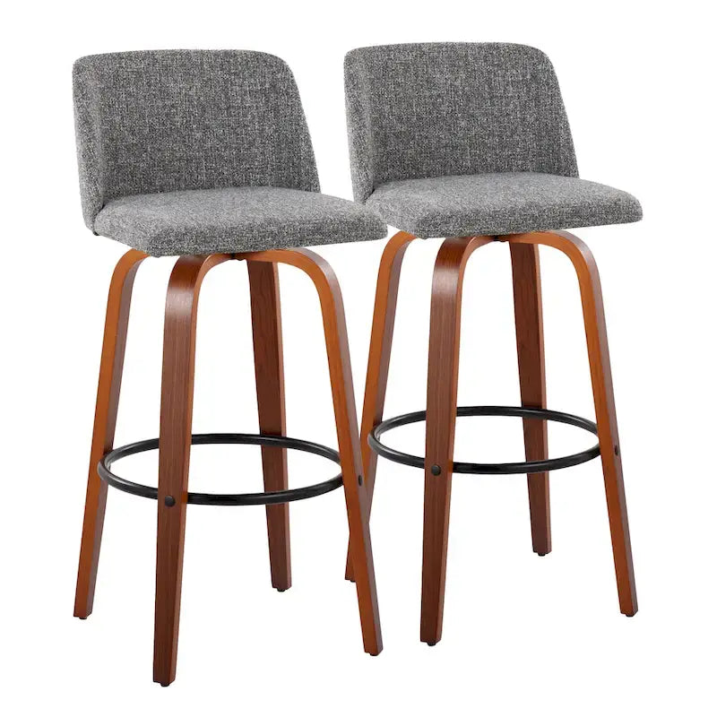 Tabouret de bar fixe avec piètement en bois de noyer de 30 po (ensemble de 2)