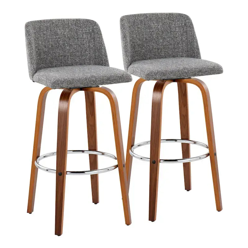 Tabouret de bar fixe avec piètement en bois de noyer de 30 po (ensemble de 2)