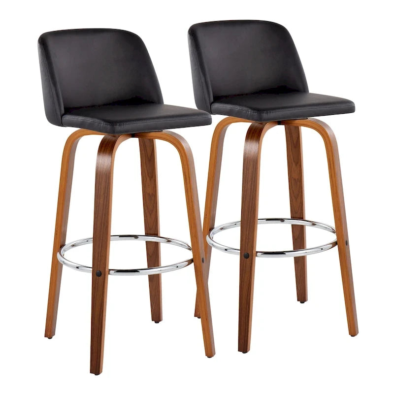 Tabouret de bar fixe avec piètement en bois de noyer de 30 po (ensemble de 2)