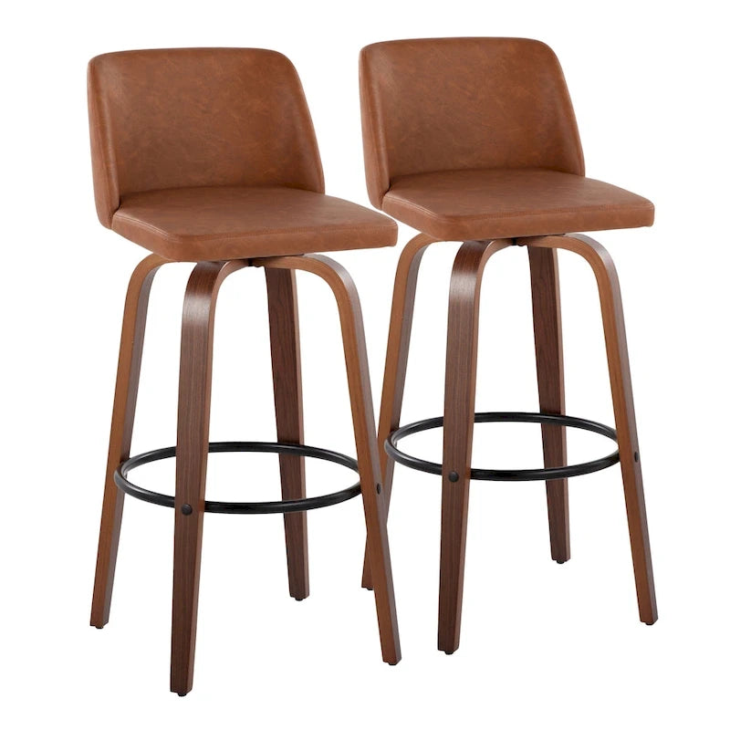 Tabouret de bar fixe avec piètement en bois de noyer de 30 po (ensemble de 2)