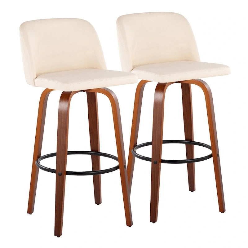 Tabouret de bar fixe avec piètement en bois de noyer de 30 po (ensemble de 2)