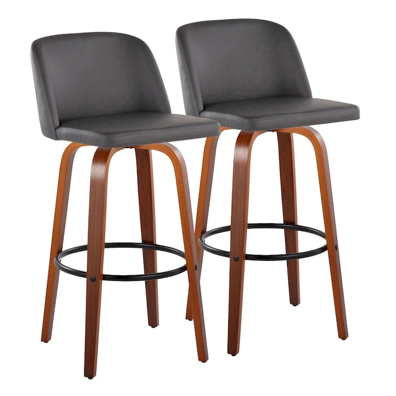 Tabouret de bar fixe avec piètement en bois de noyer de 30 po (ensemble de 2)