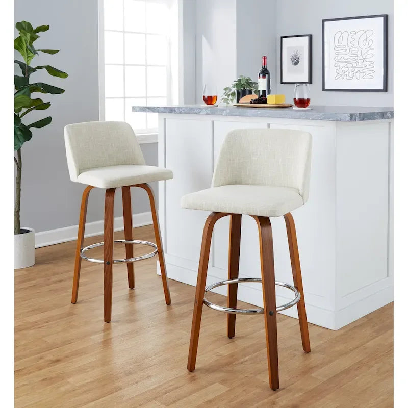 Tabouret de bar fixe avec piètement en bois de noyer de 30 po (ensemble de 2)