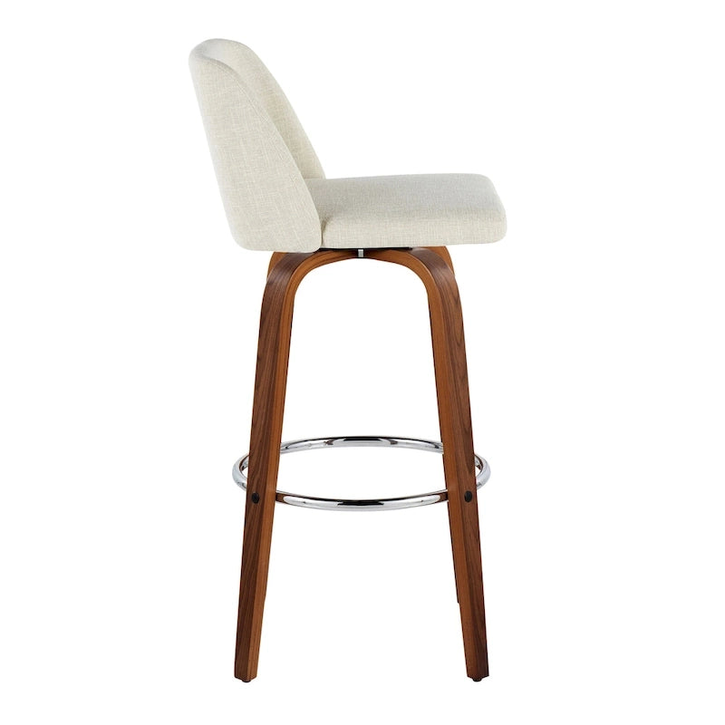 Tabouret de bar fixe avec piètement en bois de noyer de 30 po (ensemble de 2)