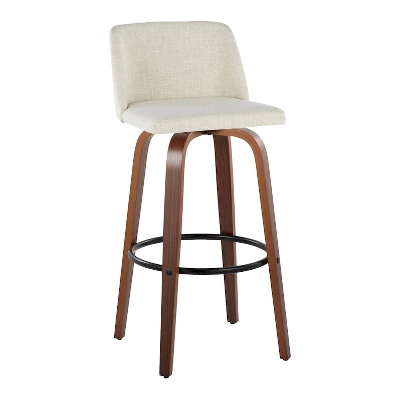 Tabouret de bar fixe avec piètement en bois de noyer de 30 po (ensemble de 2)