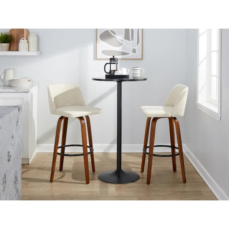 Tabouret de bar fixe avec piètement en bois de noyer de 30 po (ensemble de 2)