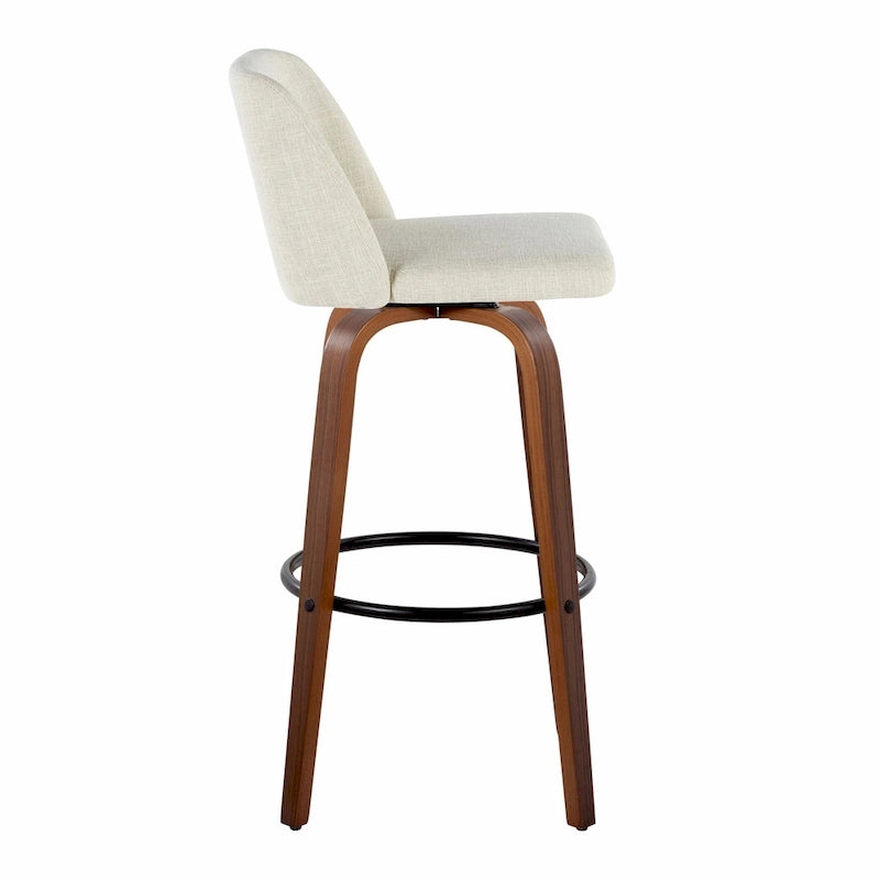 Tabouret de bar fixe avec piètement en bois de noyer de 30 po (ensemble de 2)
